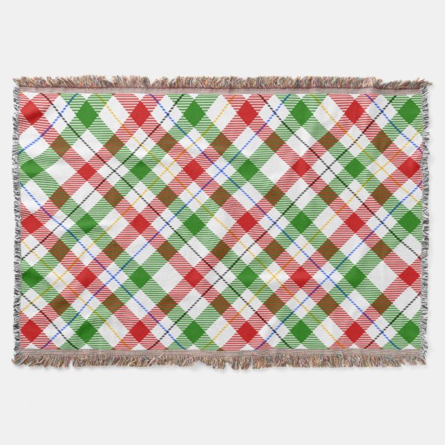 Manta Christmas Red Green White Flannel Plaid Design  (Anverso)