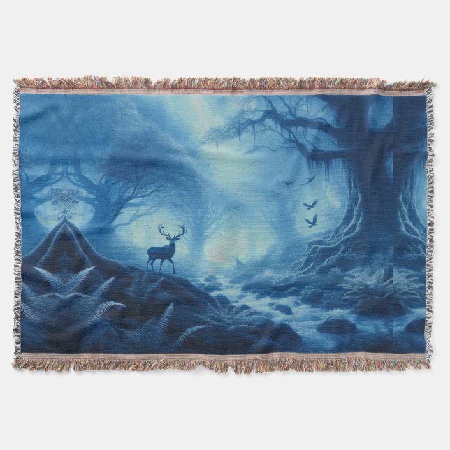 Manta Ciervo en bosque oscuro de bruma azul (Anverso)