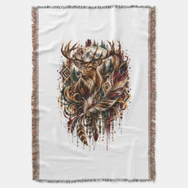 Manta Ciervo Tribal Boho, Soñando con Ciervos