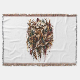 Manta Ciervo Tribal Boho, Soñando con Ciervos