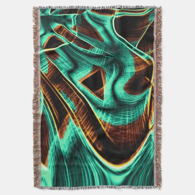 Manta Cintas muy retorcidas de aguamarina y de café (Frente vertical)