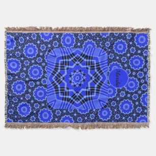 Manta Círculos azules Resumen Flor Funda de empuje