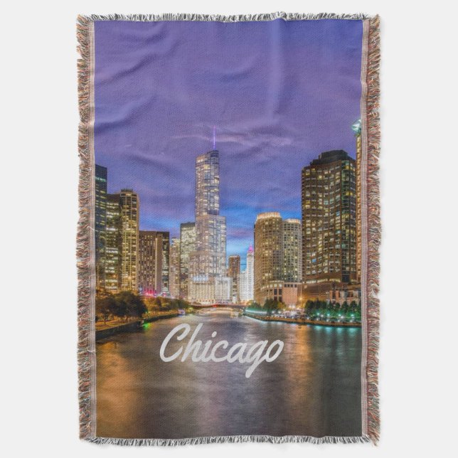 Manta Ciudad Illinois De Chicago De Noche (Frente vertical)