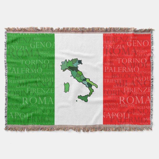 Manta Ciudades, mapa, y bandera de Italia (Anverso)