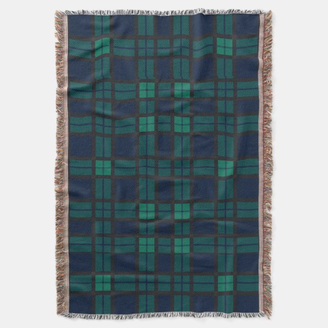 Manta Clan Black Watch Tartan Plaid Blue Green Check (Frente vertical)