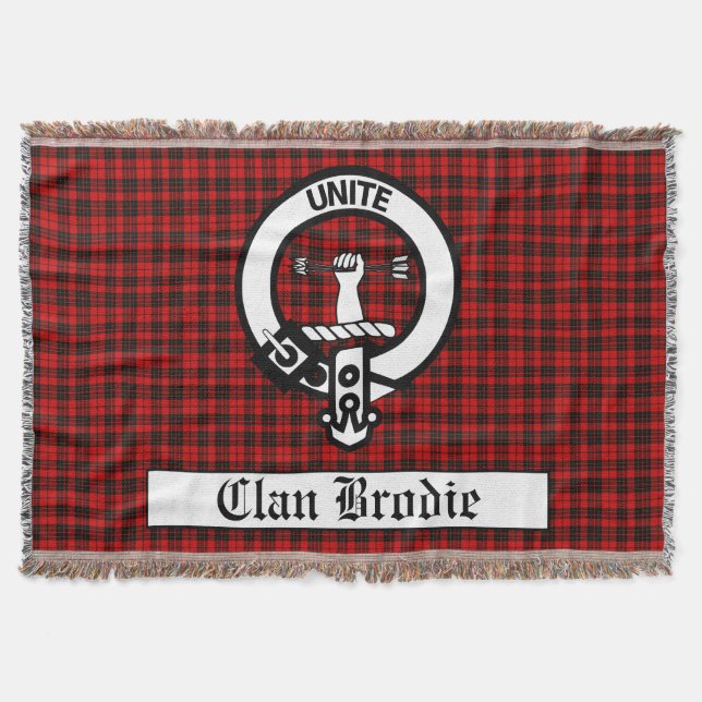 Manta Clan Brodie Escudo Badge & Tartán (Anverso)