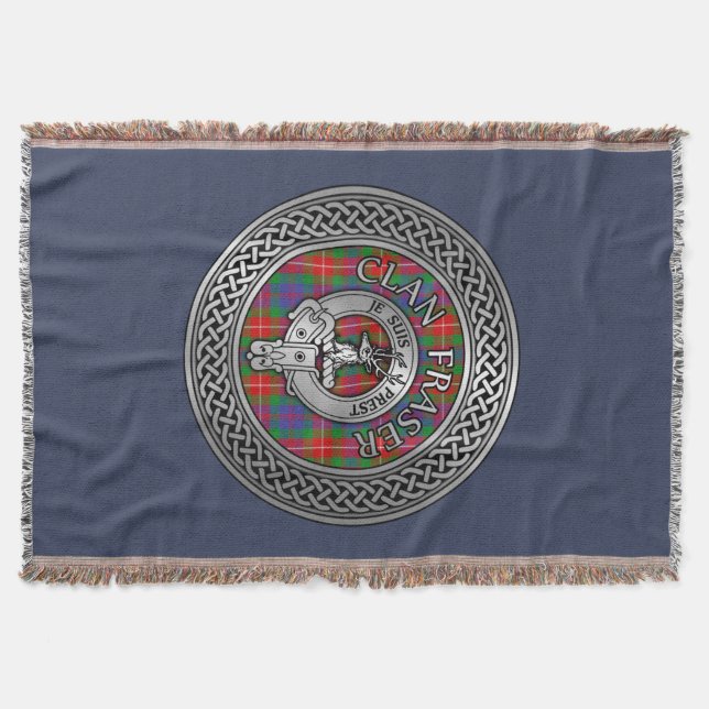 Manta Clan Fraser Escudo y Tartan Knot Throw Blanket (Anverso)