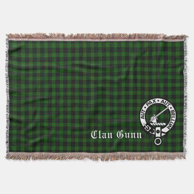 Manta Clan Gunn Escudo Badge & Tartan Throw Blanket (Anverso)