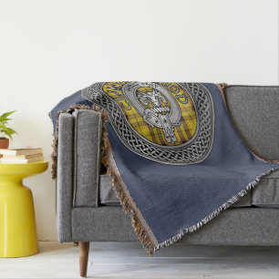 Manta Clan MacLeod Escudo & Tartan Knot Throw Blanket