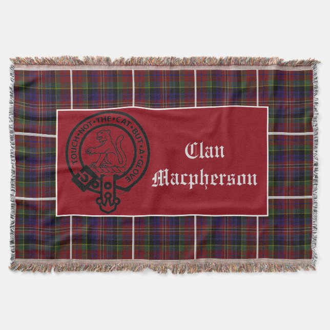 Manta Clan Macpherson Escudo Badge & Tartan Throw (Anverso)