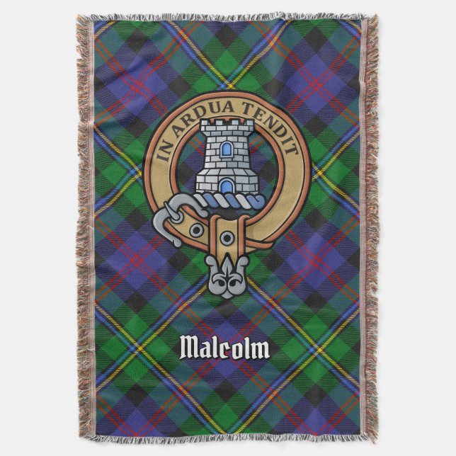 Manta Clan Malcolm Crest over Tartan (Frente vertical)