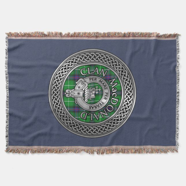 Manta Clan Ramsay Escudo y Tartan Knot Throw Blanket (Anverso)