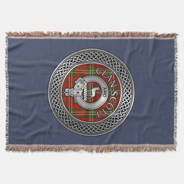 Manta Clan Scott Escudo y Tartan Knot Throw Blanket (Anverso)
