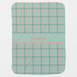 Manta Clásica Personalizada de Cuadros Pastel Teal
