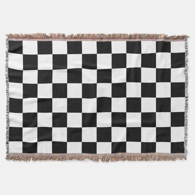 Manta Clásico blanco con estilo cuadrado negro (Anverso)