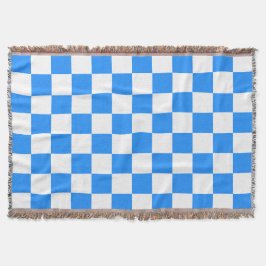 Manta Clásico Blanco con Estilo de Cuadrado Azul Brillan