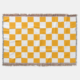 Manta Clásico Blanco con Estilo de Cuadrado Naranja