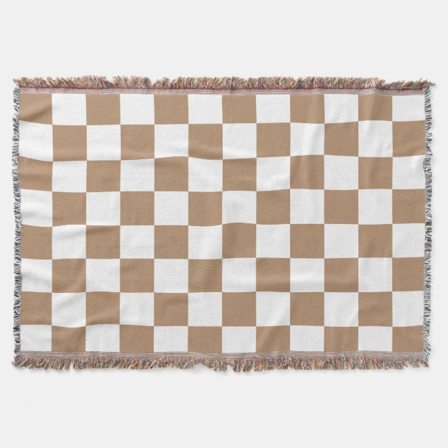 Manta Clásico Blanco con Estilo de Cuadrados Rubios (Anverso)