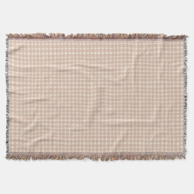 Manta Clásico Cuadro de Gingham Rosa Polvo Niña Bebé (Anverso)