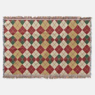 Manta Clásico, estampado argyle de Navidad/invierno