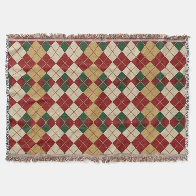 Manta Clásico, estampado argyle de Navidad/invierno (Anverso)