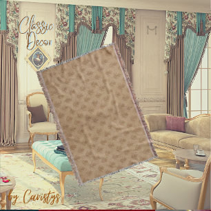 Manta Clásico Ornate Emblem Brown Taupe Linen