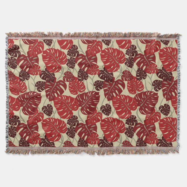 Manta Cliff Hanger Hawaiana Monstera Leaf Throw Blanket (Anverso)