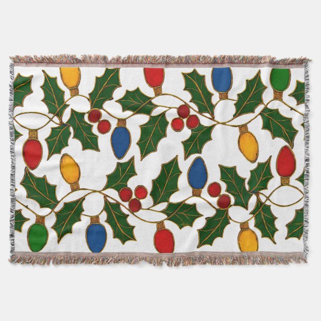 Manta Cloisonne Art Christmas Lights and Holly (Anverso)