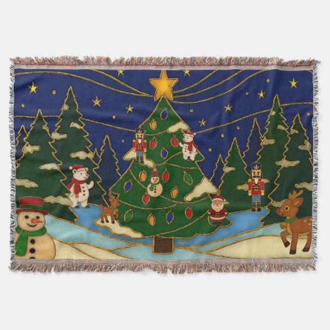 Manta Cloisonne Art Whimsical Forest Classic Christmas  (Anverso)