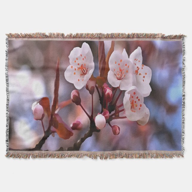 Manta Clúster con flores de cerezo con rosa y azul (Anverso)