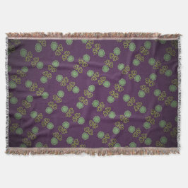 Manta Cobertura a franjas con flor sobre púrpura