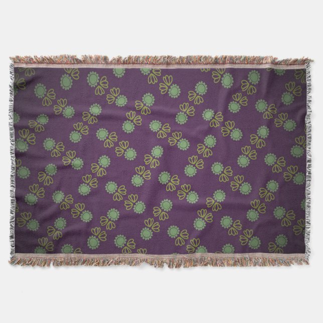 Manta Cobertura a franjas con flor sobre púrpura (Anverso)
