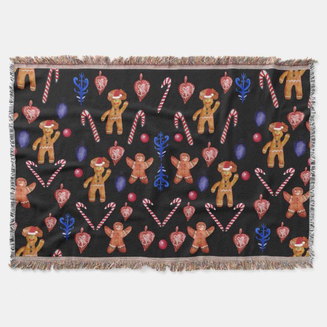 Manta Cocina de pan de jengibre y decoración navideña (Anverso)