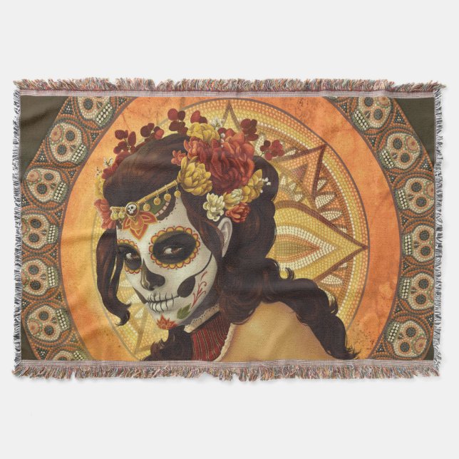 Manta Cojín decorativo Dia De Los Muertos (Anverso)
