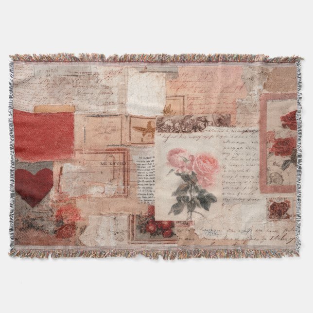 Manta Colaje Romántico de Rosas Vintage (2) (Anverso)