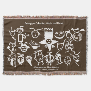 Manta Colección de petroglifos, máscaras y cabezas