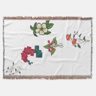 Manta Colección Gráfica de Flores Botánicas Tropicales