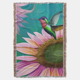Manta Colibrí y girasol rosa
