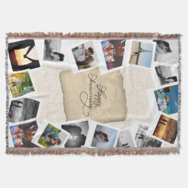 Manta Collage de fotos de aniversario personalizado con