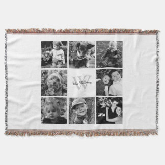 Manta Collage de fotos de familia Personalizado blanco
