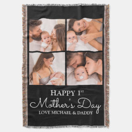 Manta Collage de fotos moderno lindo primer Día de la Ma