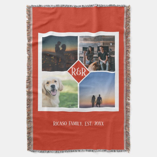 Manta Collage de fotos Monogramado personalizado 4 (Frente vertical)