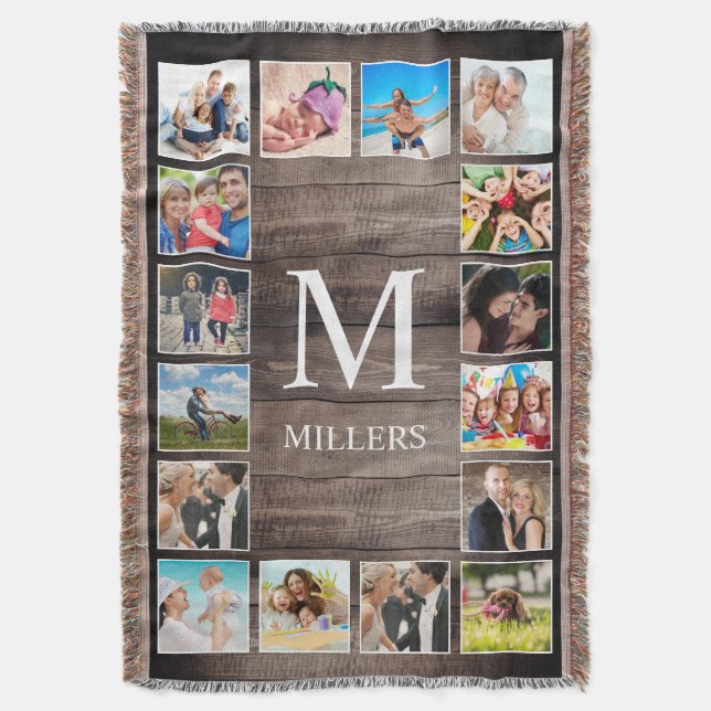 Manta Collage de fotos personalizado Familia Rustic Farm (Frente vertical)
