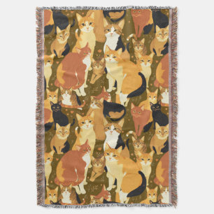 Manta Collage de gatos en Brown, Tan y Rust