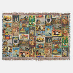 Manta Collage de Tarjetas Antiguas de Halloween