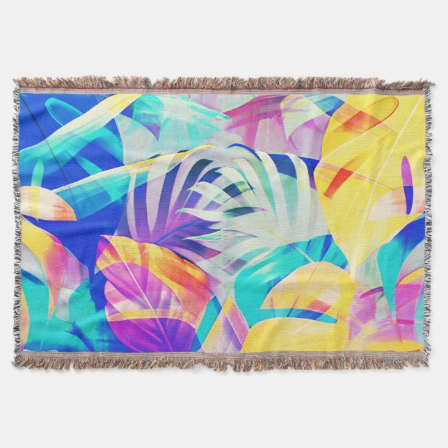 Manta Color del pastel floral abstracto moderno (Anverso)