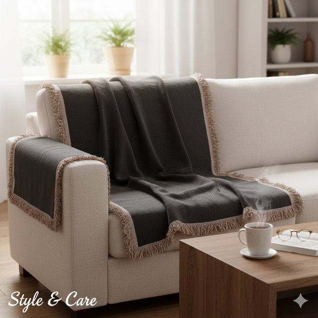 Manta Color negro sólido personalizado (Personalized Solid Black Color Throw Blanket)