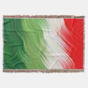 Manta Color Verde, Blanco Estelar Y Rojo Rojo Roto