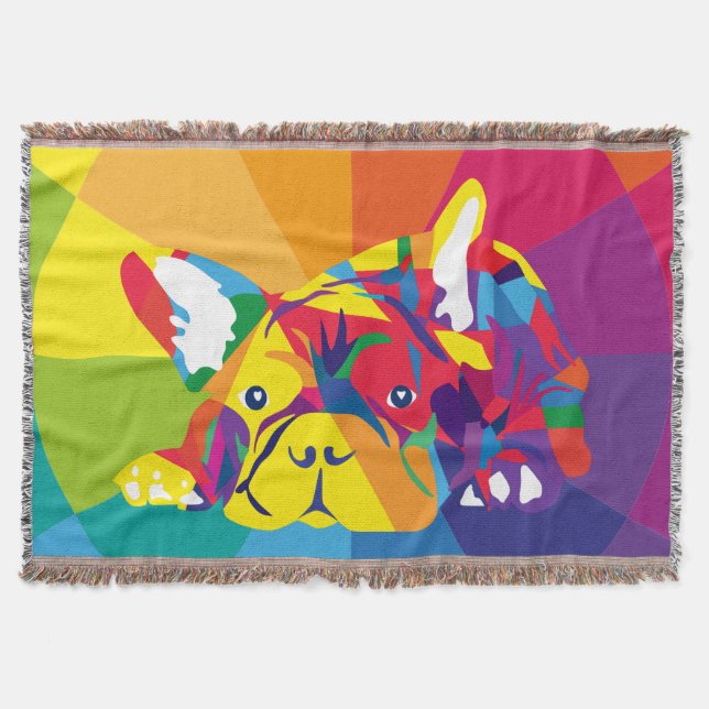 Manta Colores de Arcoíris French Bulldog (Anverso)