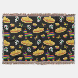 Manta Colorful Día de Muertos Mexican Fiesta Throw Blank
